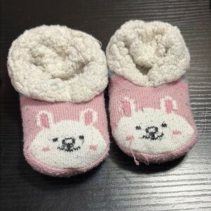 Soft Pink Baby Booties with Stripes
